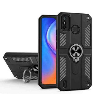 For Tecno Spark 6 Go Carbon Fiber Pattern PC + TPU Protective Case with Ring Holder(Black)