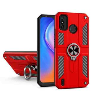 For Tecno Spark 6 Go Carbon Fiber Pattern PC + TPU Protective Case with Ring Holder(Red)