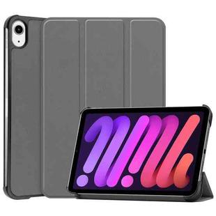 For iPad mini 6 Custer Texture Horizontal Flip Leather Tablet Case with Three-folding Holder & Sleep / Wake-up Function(Grey)