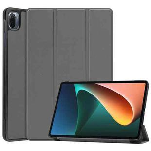 For Xiaomi Pad 5 Custer Texture Horizontal Flip Leather Case with Three-folding Holder & Sleep / Wake-up Function(Grey)
