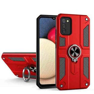For Samsung Galaxy A02s Carbon Fiber Pattern PC + TPU Protective Case with Ring Holder(Red)