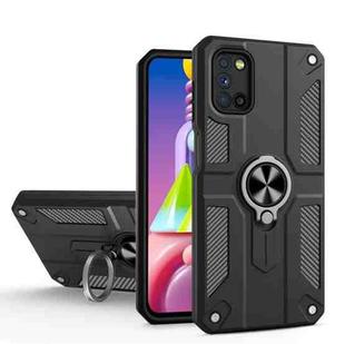 For Samsung Galaxy A03s (166.6mm) Carbon Fiber Pattern PC + TPU Protective Case with Ring Holder(Black)