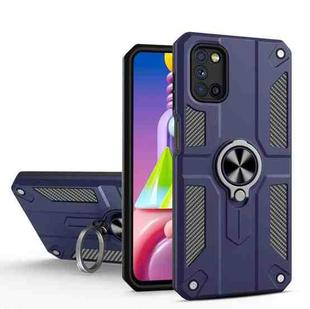 For Samsung Galaxy A03s (166.6mm) Carbon Fiber Pattern PC + TPU Protective Case with Ring Holder(Blue)