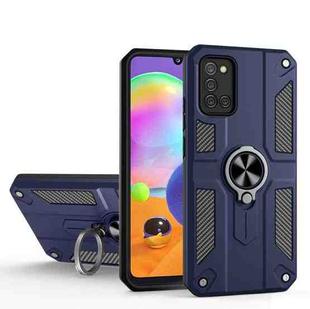 For Samsung Galaxy A31 Carbon Fiber Pattern PC + TPU Protective Case with Ring Holder(Blue)