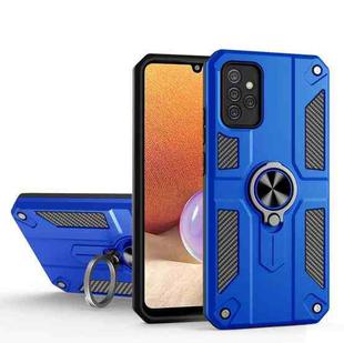 For Samsung Galaxy A32 4G Carbon Fiber Pattern PC + TPU Protective Case with Ring Holder(Dark Blue)