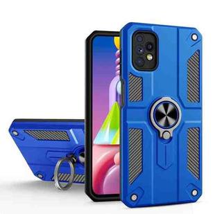 For Samsung Galaxy A32 5G Carbon Fiber Pattern PC + TPU Protective Case with Ring Holder(Dark Blue)