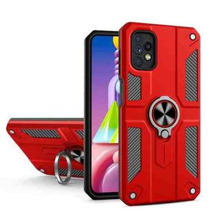 For Samsung Galaxy A32 5G Carbon Fiber Pattern PC + TPU Protective Case with Ring Holder(Red)