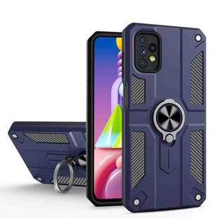 For Samsung Galaxy A32 5G Carbon Fiber Pattern PC + TPU Protective Case with Ring Holder(Blue)