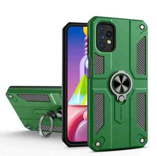 For Samsung Galaxy A32 5G Carbon Fiber Pattern PC + TPU Protective Case with Ring Holder(Green)