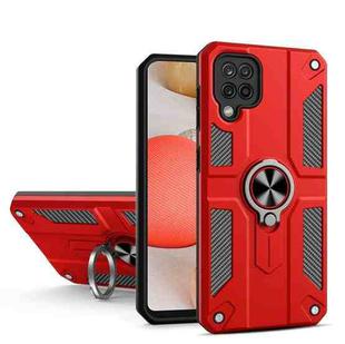 For Samsung Galaxy A42 Carbon Fiber Pattern PC + TPU Protective Case with Ring Holder(Red)