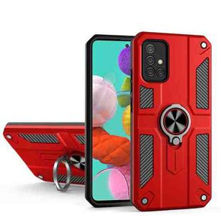 For Samsung Galaxy A51 4G Carbon Fiber Pattern PC + TPU Protective Case with Ring Holder(Red)