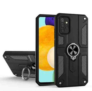 For Samsung Galaxy A52 5G Carbon Fiber Pattern PC + TPU Protective Case with Ring Holder(Black)