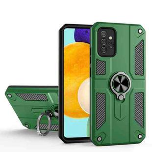 For Samsung Galaxy A52 5G Carbon Fiber Pattern PC + TPU Protective Case with Ring Holder(Green)