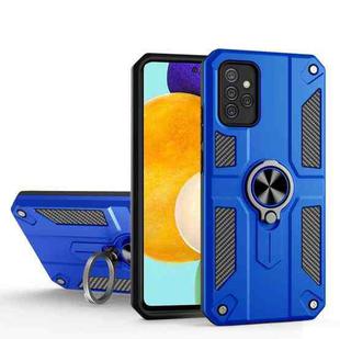 For Samsung Galaxy A72 5G Carbon Fiber Pattern PC + TPU Protective Case with Ring Holder(Dark Blue)
