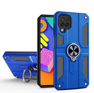 For Samsung Galaxy M62 Carbon Fiber Pattern PC + TPU Protective Case with Ring Holder(Dark Blue)