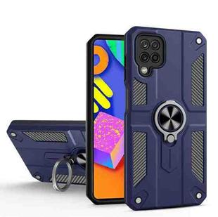 For Samsung Galaxy M62 Carbon Fiber Pattern PC + TPU Protective Case with Ring Holder(Blue)