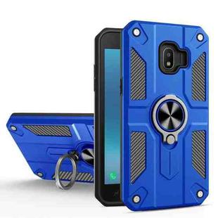 For Samsung Galaxy J2 Core Carbon Fiber Pattern PC + TPU Protective Case with Ring Holder(Dark Blue)