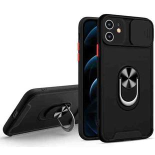 Sliding Camera Cover Design TPU + PC Magnetic Shockproof Case with Ring Holder For iPhone 12(Black)