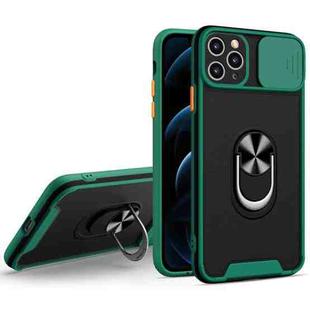 Sliding Camera Cover Design TPU + PC Magnetic Shockproof Case with Ring Holder For iPhone 12 Pro Max(Deep Green)