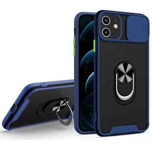 Sliding Camera Cover Design TPU + PC Magnetic Shockproof Case with Ring Holder For iPhone 11(Blue)