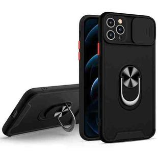 Sliding Camera Cover Design TPU + PC Magnetic Shockproof Case with Ring Holder For iPhone 11 Pro(Black)