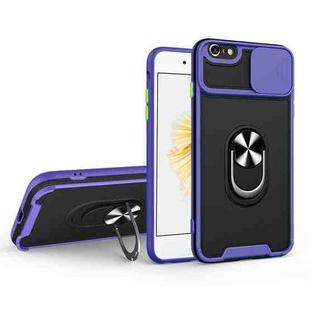 For iPhone SE 2022 / SE 2020 / 7 / 8 Sliding Camera Cover Design TPU + PC Magnetic Shockproof Case with Ring Holder(Purple)
