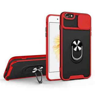 For iPhone SE 2022 / SE 2020 / 7 / 8 Sliding Camera Cover Design TPU + PC Magnetic Shockproof Case with Ring Holder(Red)