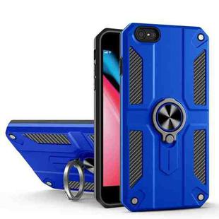 For iPhone 8 / 7 Carbon Fiber Pattern PC + TPU Protective Case with Ring Holder(Dark Blue)