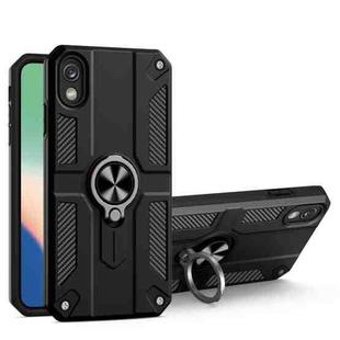 Carbon Fiber Pattern PC + TPU Protective Case with Ring Holder For iPhone XR(Black)