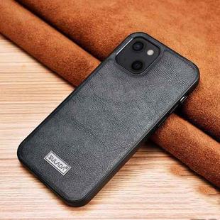 For iPhone 13 mini SULADA Shockproof TPU + Handmade Leather Protective Case (Black)