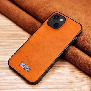 For iPhone 13 mini SULADA Shockproof TPU + Handmade Leather Protective Case (Orange)