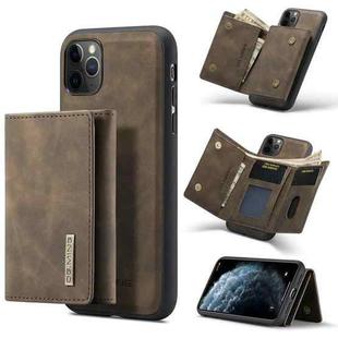 DG.MING M1 Series 3-Fold Multi Card Wallet  Back Cover Shockproof Case with Holder Function For iPhone 11 Pro(Coffee)
