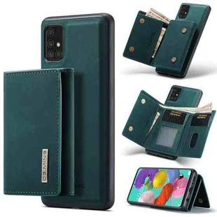 For Samsung Galaxy A51 DG.MING M1 Series 3-Fold Multi Card Wallet  Back Cover Shockproof Case with Holder Function(Green)