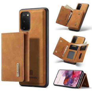 For Samsung Galaxy S20 DG.MING M1 Series 3-Fold Multi Card Wallet  Back Cover Shockproof Case with Holder Function(Brown)