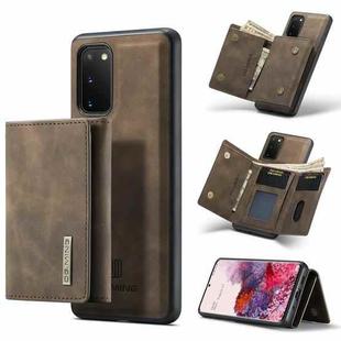 For Samsung Galaxy S20 DG.MING M1 Series 3-Fold Multi Card Wallet  Back Cover Shockproof Case with Holder Function(Coffee)