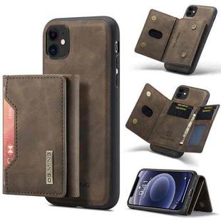 DG.MING M2 Series 3-Fold Multi Card Bag Back Cover Shockproof Case with Wallet & Holder Function For iPhone 11(Coffee)
