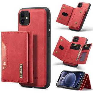 DG.MING M2 Series 3-Fold Multi Card Bag Back Cover Shockproof Case with Wallet & Holder Function For iPhone 11(Red)