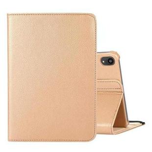 For iPad mini 6 360 Degree Rotation Litchi Texture Flip Leather Tablet Case with Holder(Gold)