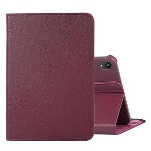 For iPad mini 6 360 Degree Rotation Litchi Texture Flip Leather Tablet Case with Holder(Purple)
