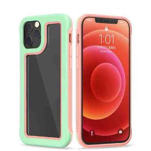 Crystal PC + TPU Shockproof Case For iPhone 12 mini(Matcha Green + Peach Pink)