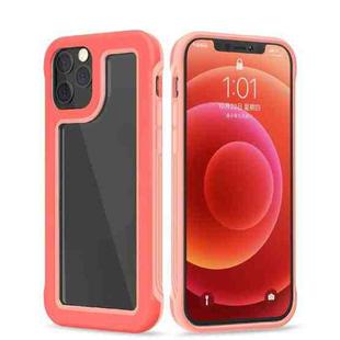 Crystal PC + TPU Shockproof Case For iPhone 12 Pro Max(Fluorescent Pink + Peach Pink)