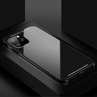 For iPhone 11 Pro Max SULADA Metal Frame Toughened Glass Protective Case(Black)