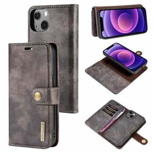 For iPhone 13 DG.MING Crazy Horse Texture Flip Detachable Magnetic Leather Case with Holder & Card Slots & Wallet(Grey)