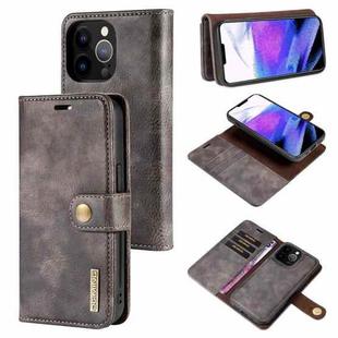 For iPhone 13 Pro Max DG.MING Crazy Horse Texture Flip Detachable Magnetic Leather Case with Holder & Card Slots & Wallet (Grey)