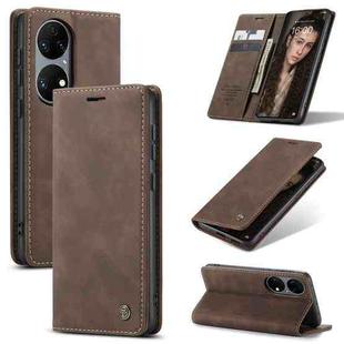 CaseMe 013 Multifunctional Horizontal Flip Leather Case with Holder & Card Slot & Wallet For Huawei P50(Coffee)