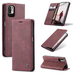 CaseMe 013 Multifunctional Horizontal Flip Leather Case with Holder & Card Slot & Wallet For Xiaomi Redmi Note 10 5G(Wine Red)
