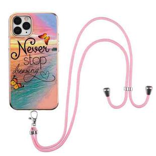 For iPhone 11 Pro Electroplating Pattern IMD TPU Shockproof Case with Neck Lanyard (Dream Chasing Butterfly)