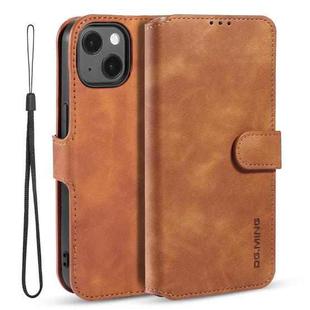 For iPhone 13 mini DG.MING Retro Oil Side Horizontal Flip Leather Case with Holder & Card Slots & Wallet (Brown)