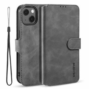 For iPhone 13 mini DG.MING Retro Oil Side Horizontal Flip Leather Case with Holder & Card Slots & Wallet (Grey)