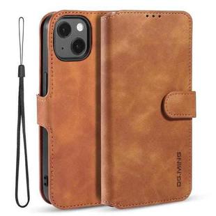 For iPhone 13 DG.MING Retro Oil Side Horizontal Flip Leather Case with Holder & Card Slots & Wallet(Brown)